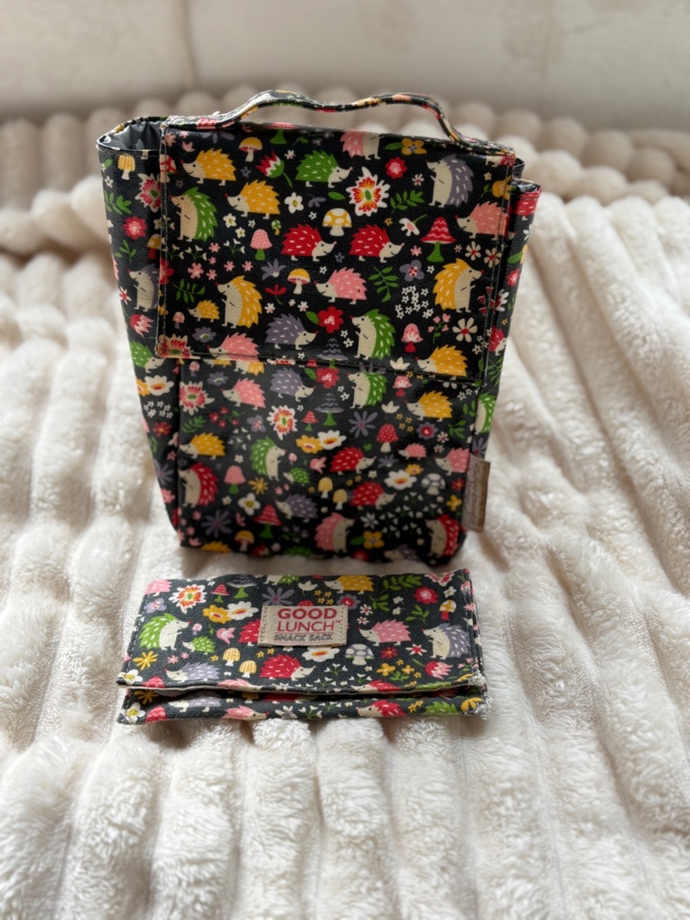 Sugar Booger Hedgehog Print Lunch Bag and Snack Sack
